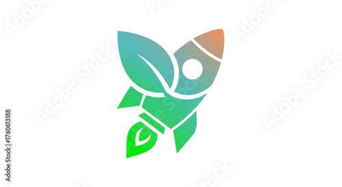 Green leaf rocket, illustrating sustainable innovation, ecofriendly progress, and the ascent of environmentally sound ideas