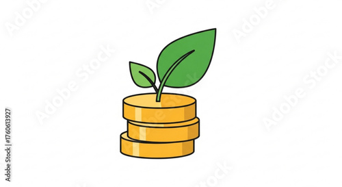 A visual metaphor for financial growth and investment, depicting coins with a sprouting plant, symbolizing sustainable wealth