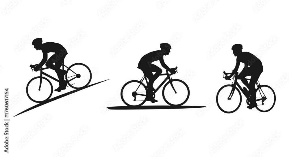 Obraz premium Silhouette illustration of cyclists riding bicycles in a progressive motion
