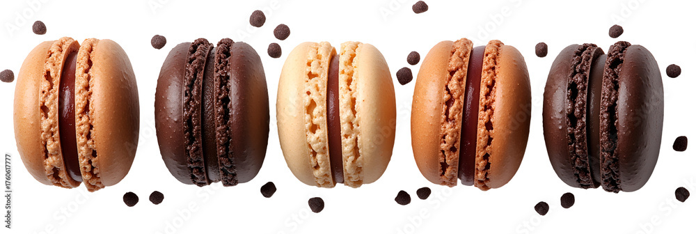 Fototapeta premium Coffee beans row arrangement transparent background