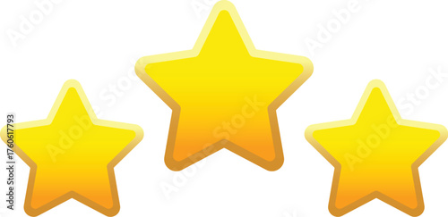 Three Shining Golden Stars Symbolizing Achievement and Excellence Illustration