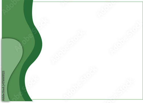 Green Wavy Background Template with Empty White Space for Text
