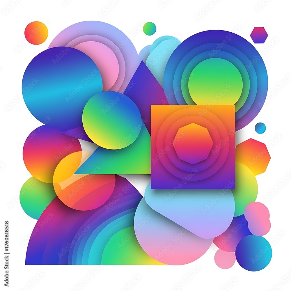 Fototapeta premium Colorful Abstract Geometric Composition with Gradients and Overlapping Shapes.
