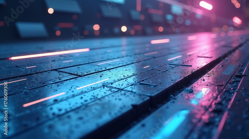 Futuristic Metallic Surface with Iridescent Reflections