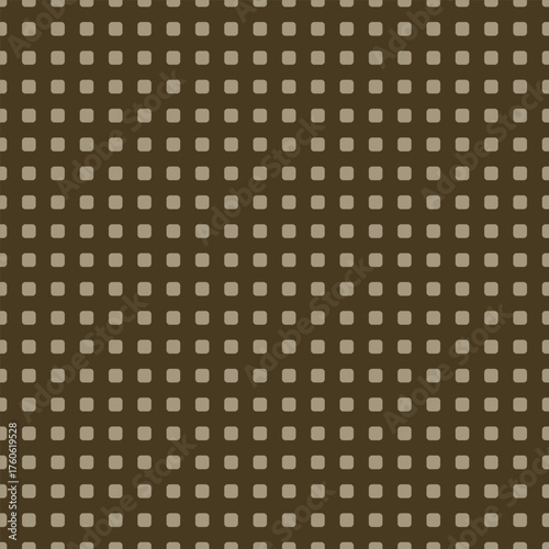 Warm khaki rounded square seamless vector pattern on a rich brown background. Great for UI elements, web design, and packaging with a natural and grounded feel.