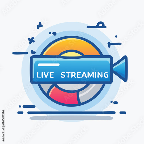 Live Streaming Camera Icon Illustrating Online Broadcasting.