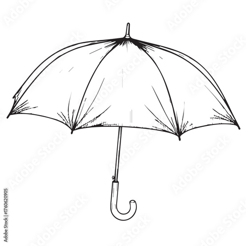 Hand drawn sketch of an open umbrella for rainy weather protection.