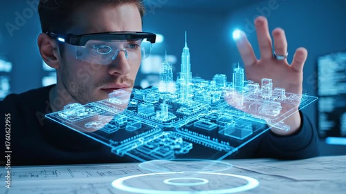 Augmented reality city planning with holographic display