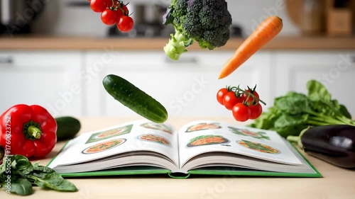 Floating vegetables in kitchen inspire creative cooking