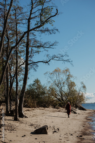 walking on the beach