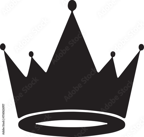 Black Silhouette Of A Royal Crown With Five Points On White Background Keywords: crown, royal, king