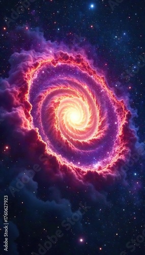 Mesmerizing Spiral Galaxy Vibrant Nebula and Celestial Dust in Deep Space
