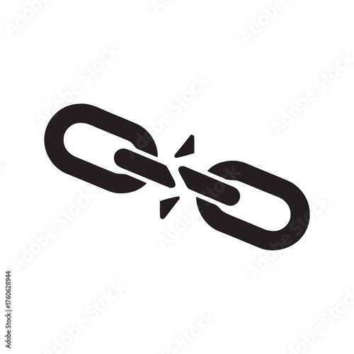 Broken chain link icon symbolizing freedom disconnection and a break in connection representing independence and system vulnerability