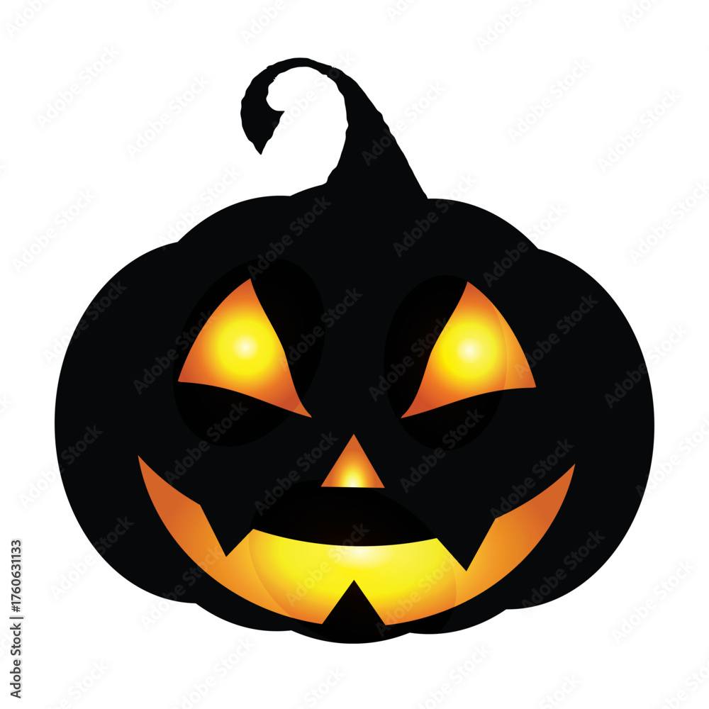 Fototapeta premium Spooky halloween jack o lantern pumpkin vector illustration in cartoon style for holiday decorations and graphics