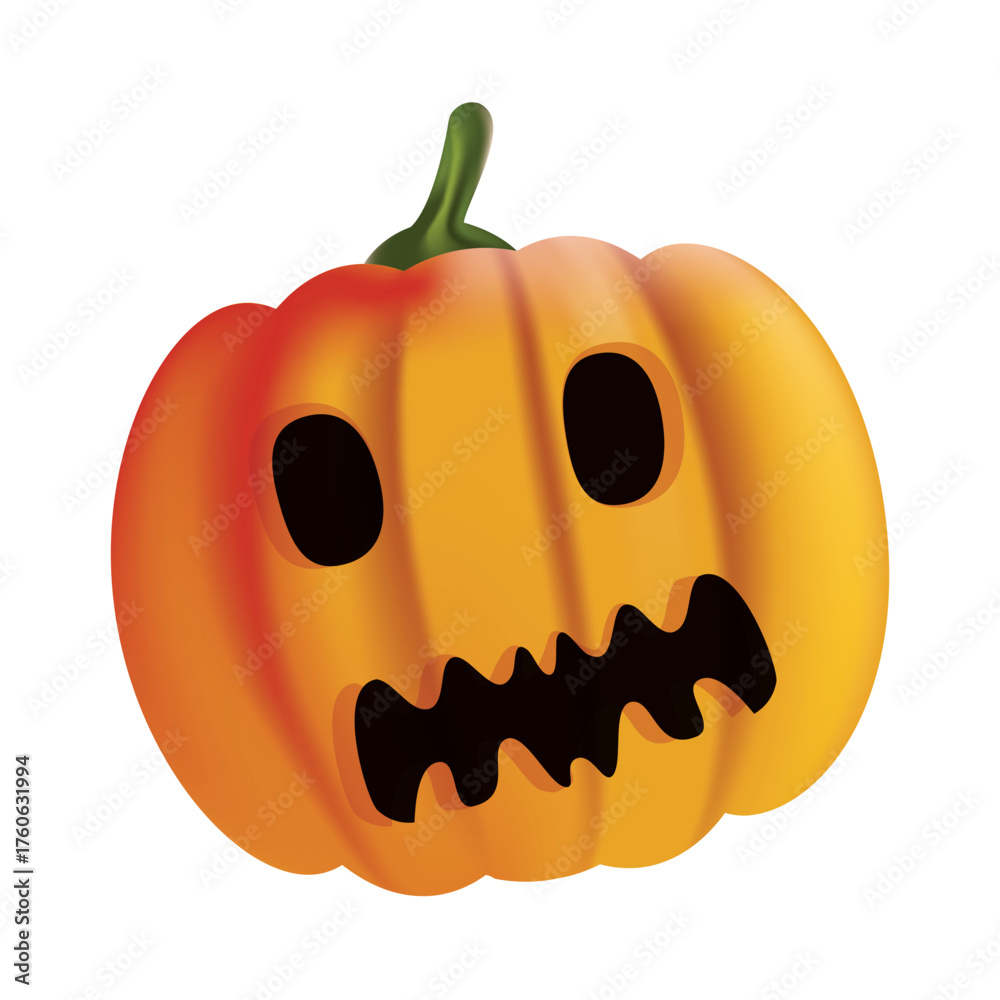 Fototapeta premium Spooky halloween jack o lantern pumpkin vector illustration in cartoon style for holiday decorations and graphics