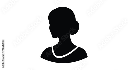 Elegant woman s profile silhouette with classic hairstyle and delicate necklace silhouette