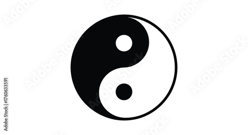 Classic yin yang symbol representing balance harmony and duality in a striking black and white silhouette