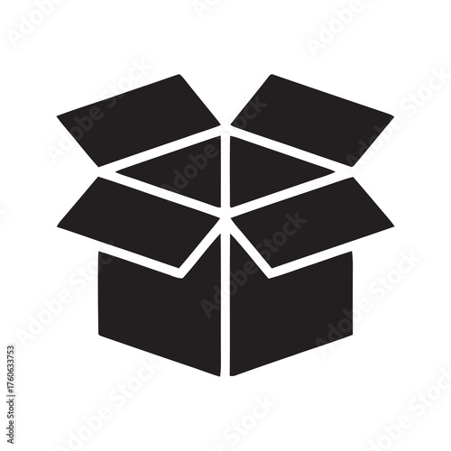 Open empty cardboard box icon representing package shipping delivery service and careful handling for logistics and ecommerce order fulfillment