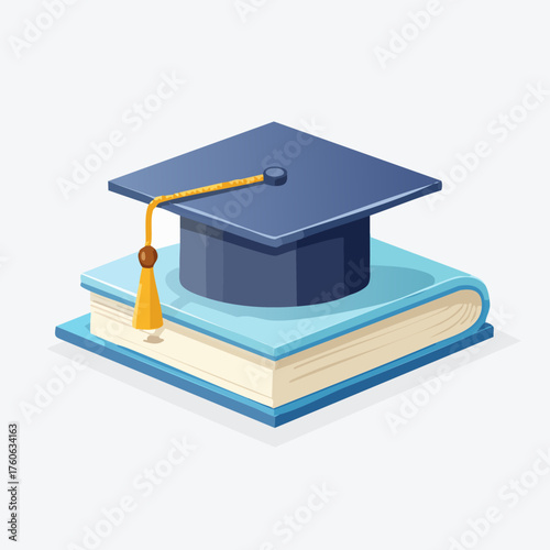 Graduation Cap on Stack of Books symbolizing Education and Knowledge.