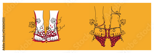 Bridal Feet with Alta and Anklets Indian Mehndi Pedicure Illustration