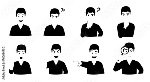 Mechanic Character Expressions and Emotional Poses Vector Collection