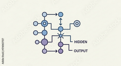 Neural network diagram artificial intelligence and machine learning concept deep learning and data science vector illustration