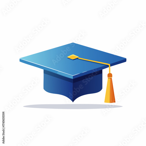Blue Graduation Cap with Gold Tassel Illustration.