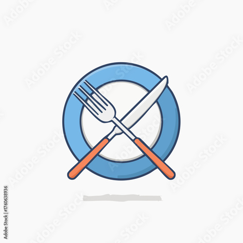 Plate with fork and knife, ready for dining experience.