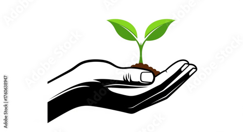 Hand holding a young plant symbol of growth, care, and environmental protection concept of new life and sustainability