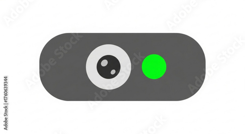 Webcam privacy cover slide, indicating the camera is active with a green light, ensuring security and control over video access