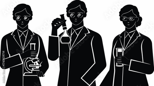 Scientists exploring microscopic worlds in lab coats, driving scientific research forward with dedication