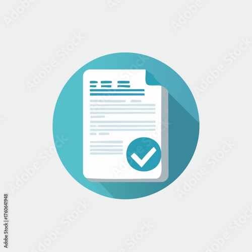 Document Approval Icon with Checkmark in Circle.