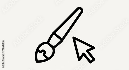 Paint brush and cursor a digital illustration of a paint brush and cursor, perfect for design and art related projects