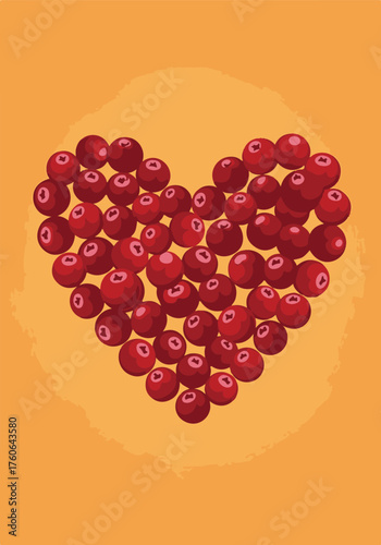 Cranberry Heart Delight A Sweet and Healthy Symbol of Love in Artistic Illustration