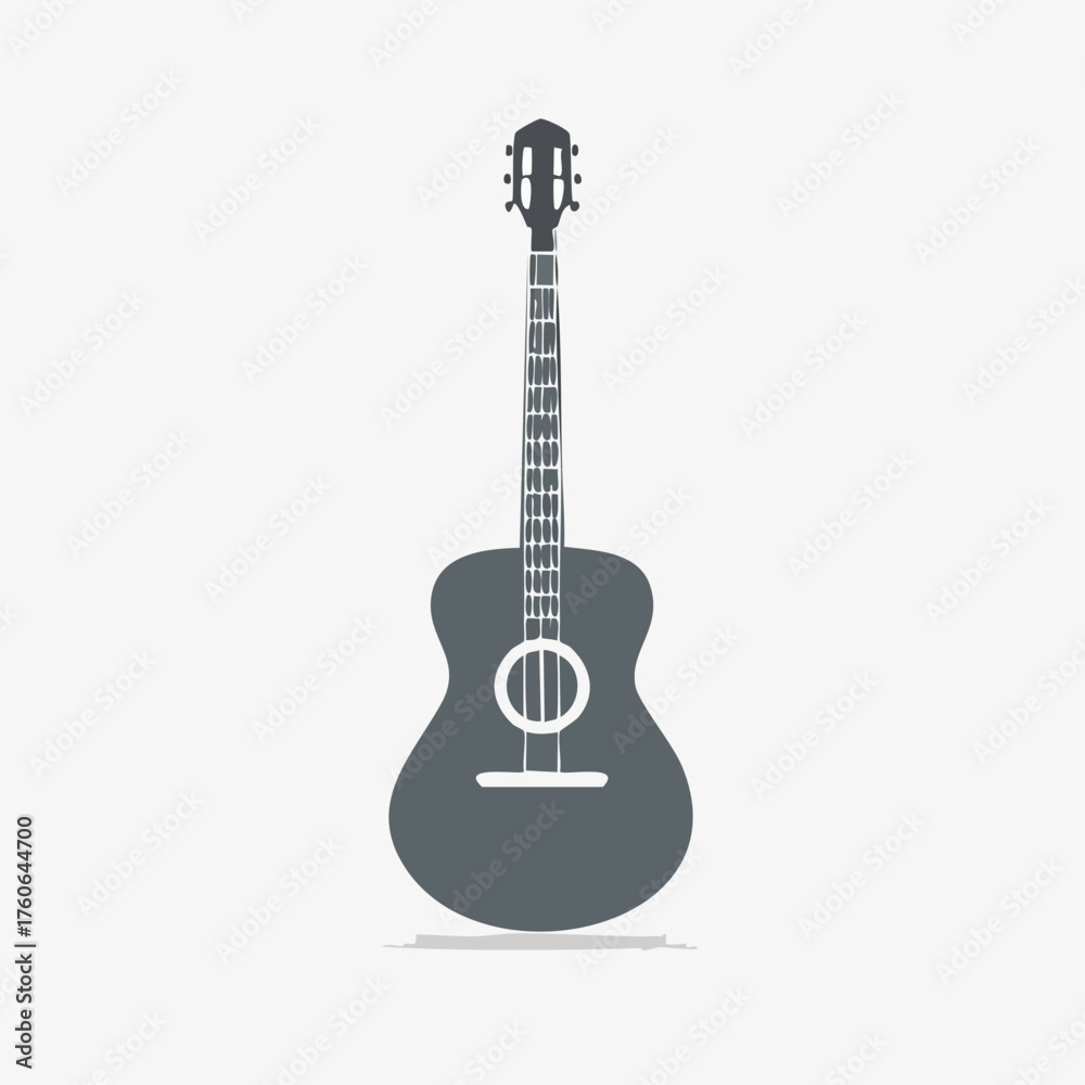 Obraz premium Acoustic guitar illustration on a white background, musical instrument.