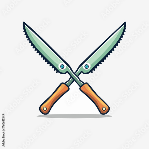 Crossed Garden Shears Tool Illustration.