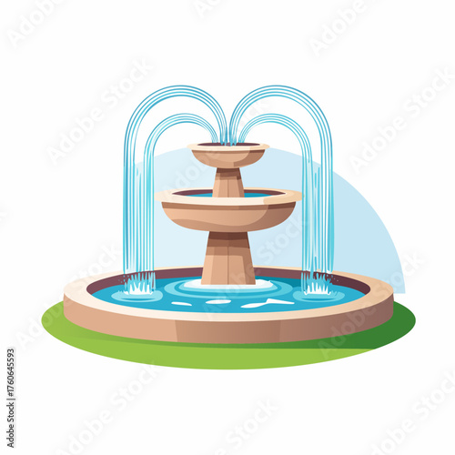 Elegant Three-Tiered Fountain with Cascading Water.