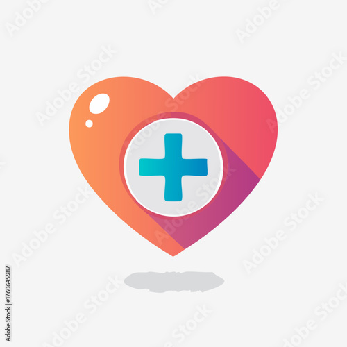 Heart with Plus Sign - Symbol of Health and Wellness.