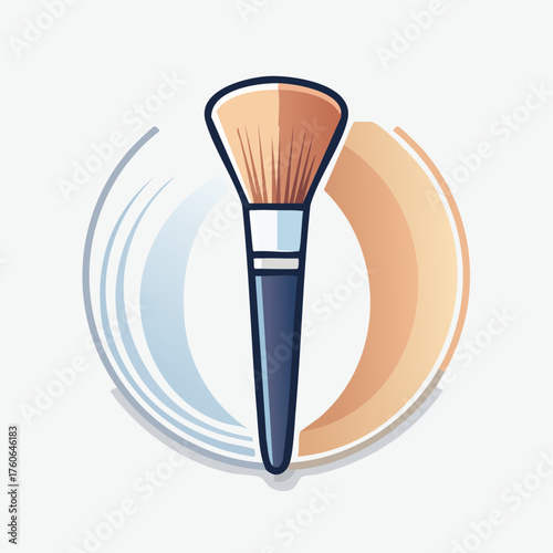 Makeup brush icon, beauty product, cosmetic tool, face care, powder.
