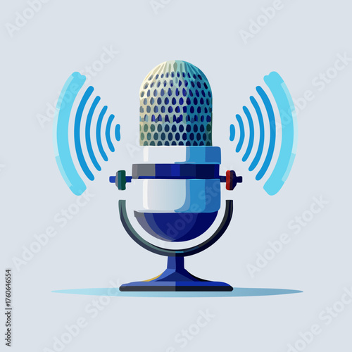 Professional Microphone Capturing Sound Waves for Recording.