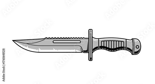 A survival knife with a serrated blade and a sturdy handle for outdoor adventures.