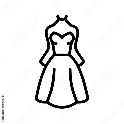 Outline icon of elegant dress on mannequin
