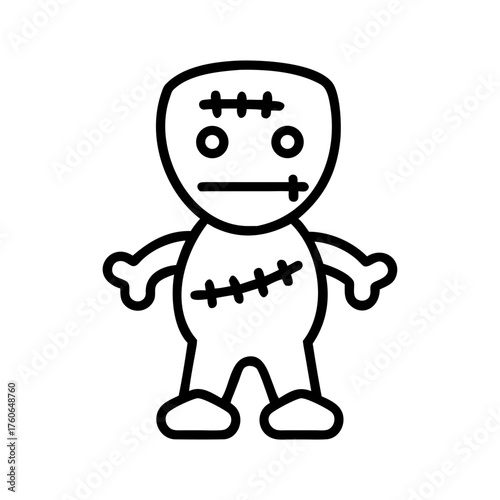 Outline icon of stitched voodoo doll or Halloween figure
