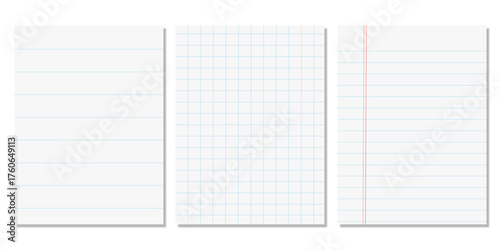 lined paper sheet in white background
