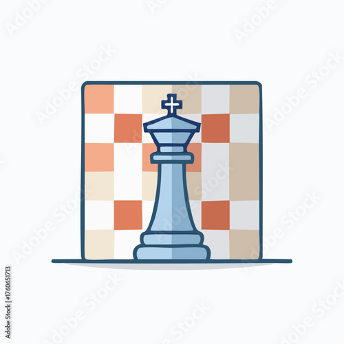 Chess King Piece on a Chessboard Background.