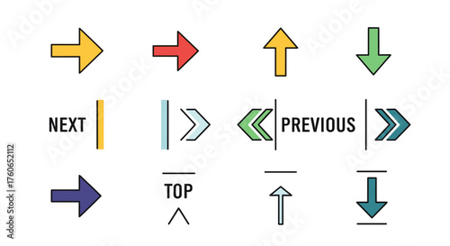 Navigation icons set with transparent background