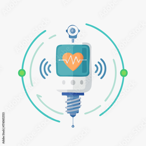 Futuristic Medical Robot Monitoring Heart Health.