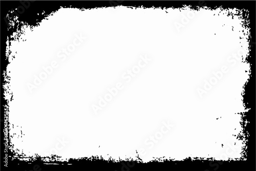 Distressed Grunge Border Frame Texture with Rough Edges, Isolated Overlay Element