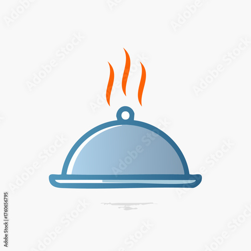 Hot Food Platter with Steam Illustration.