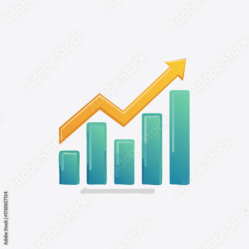 Rising Bar Graph with Arrow Indicating Growth. Free Download Rising Bar Graph with Arrow Indicating Growth. - GFXLoad